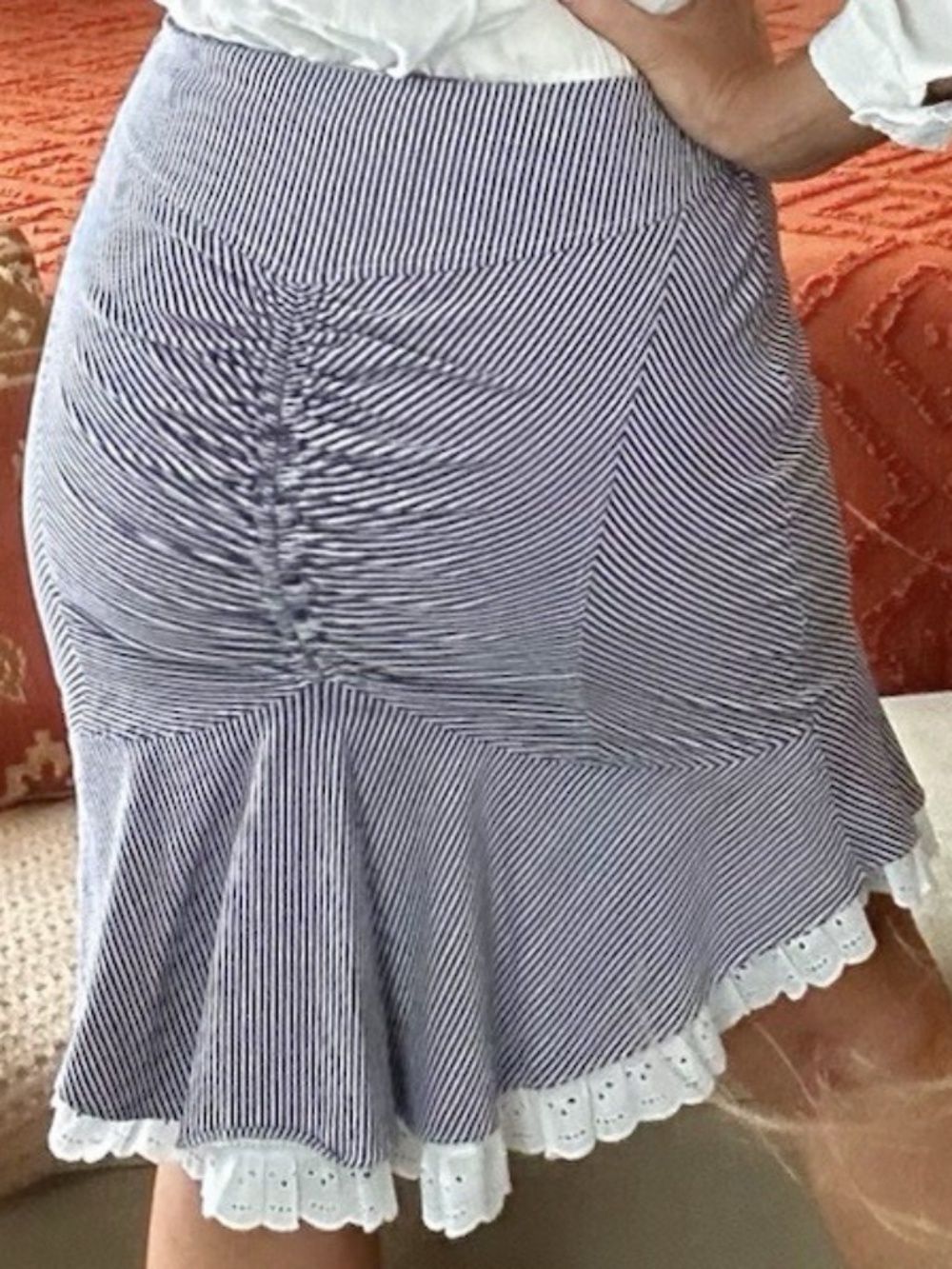 90’s Frederick’s of Hollywood Navy White Stripe Sexy Secretary Skirt
